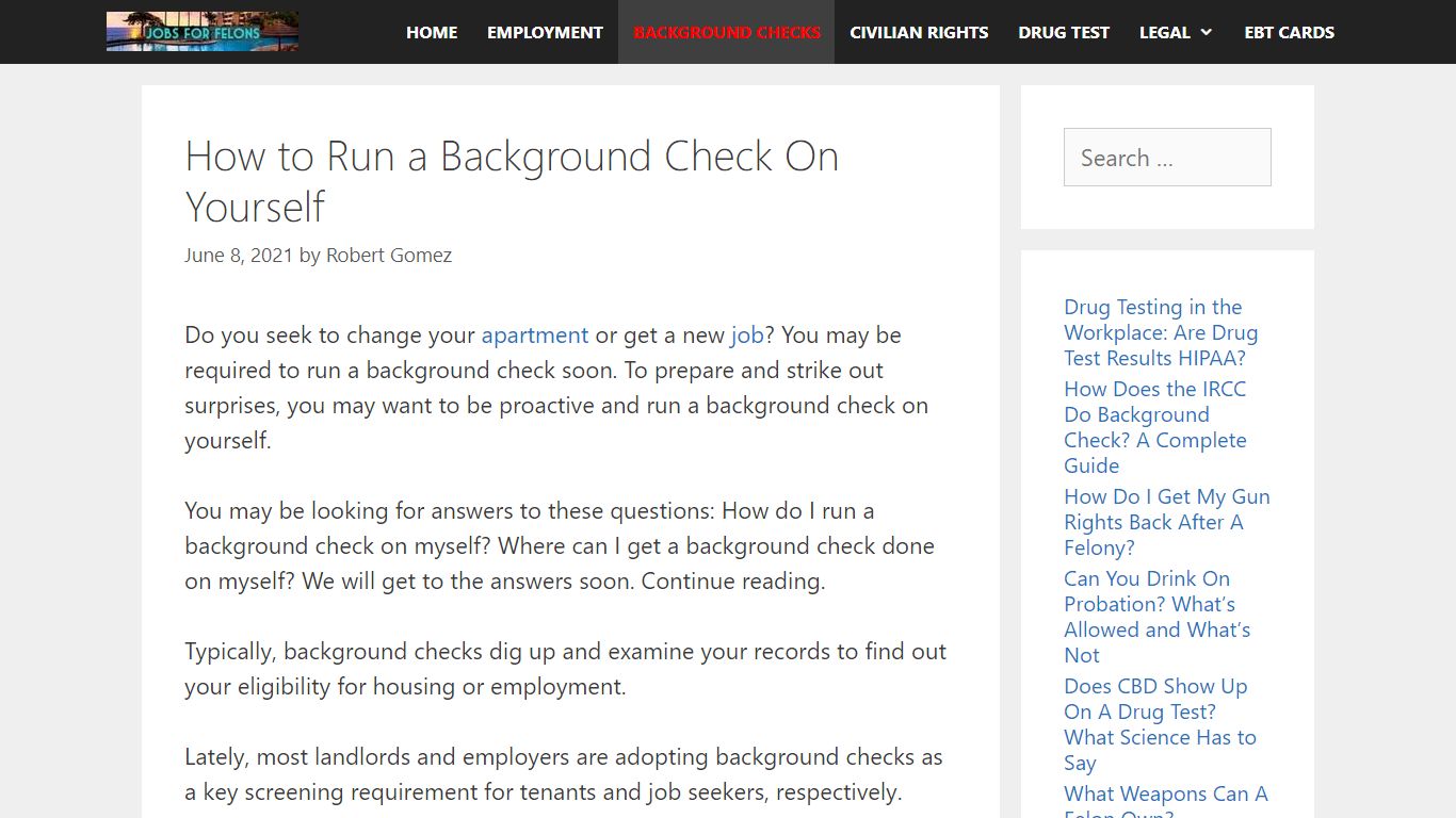 How to Run a Background Check On Yourself - Jobs For Felons: Jobs for ...